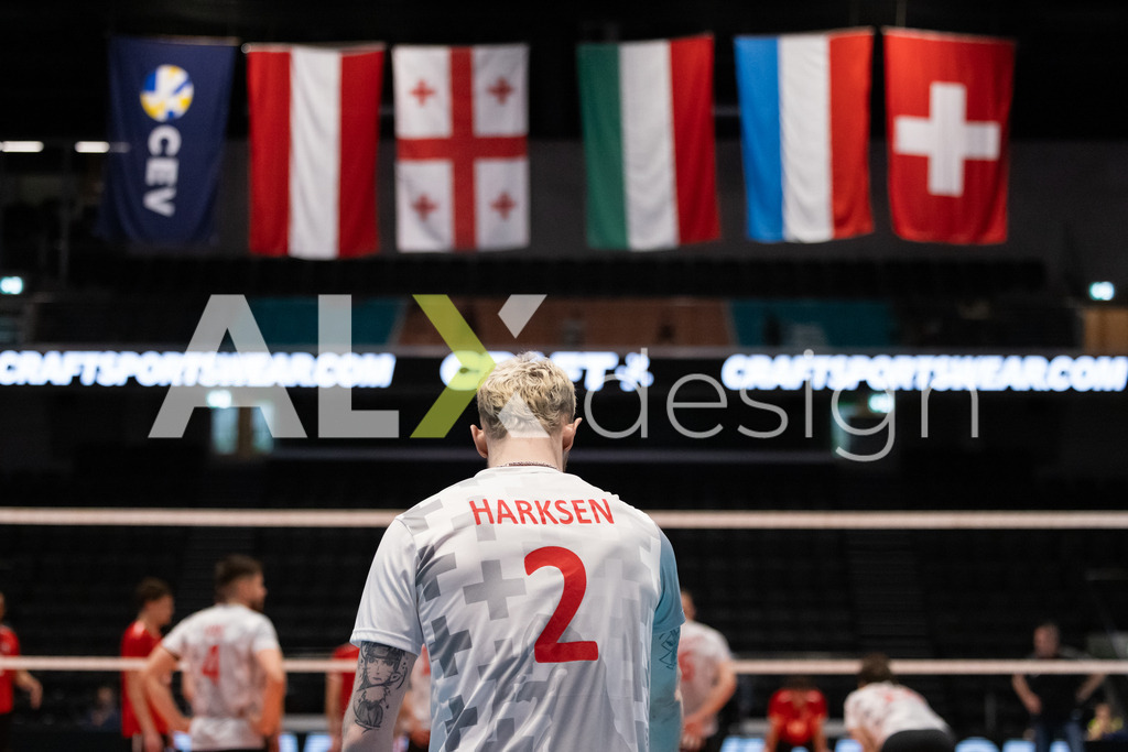 Luxembourg v Switzerland - CEV European League Men | KRIENS, SWITZERLAND - JUNE 12: PEER HARKSEN of Switzerland serve during the CEV European League match between Luxembourg and Switzerland at Pilatus Arena on June 12, 2026 in Kriens, Switzerland. - Realisiert mit Pictrs.com