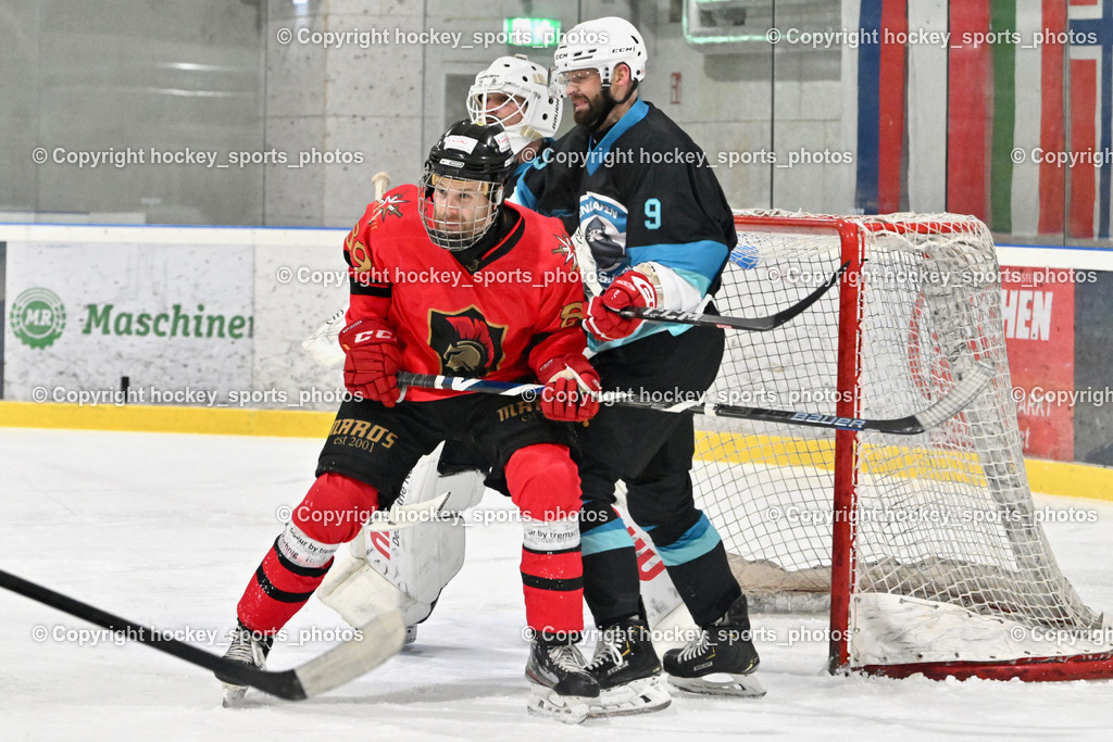 Lendhafen Seelöwen vs. Spartans Althofen | #89 Pirmann Markus Spartans Althofen, #9 Hebar Andrej Lendhafen Seelöwen, #37 Juch Lukas Lendhafen Seelöwen, Lendhafen Seelöwen vs. Spartans Althofen, Lendhafen Seelöwen vs. Spartans Althofen am 14.02.2025 in Ferlach (HTC Eishalle Ferlach), Austria, (Photo by Bernd Stefan)