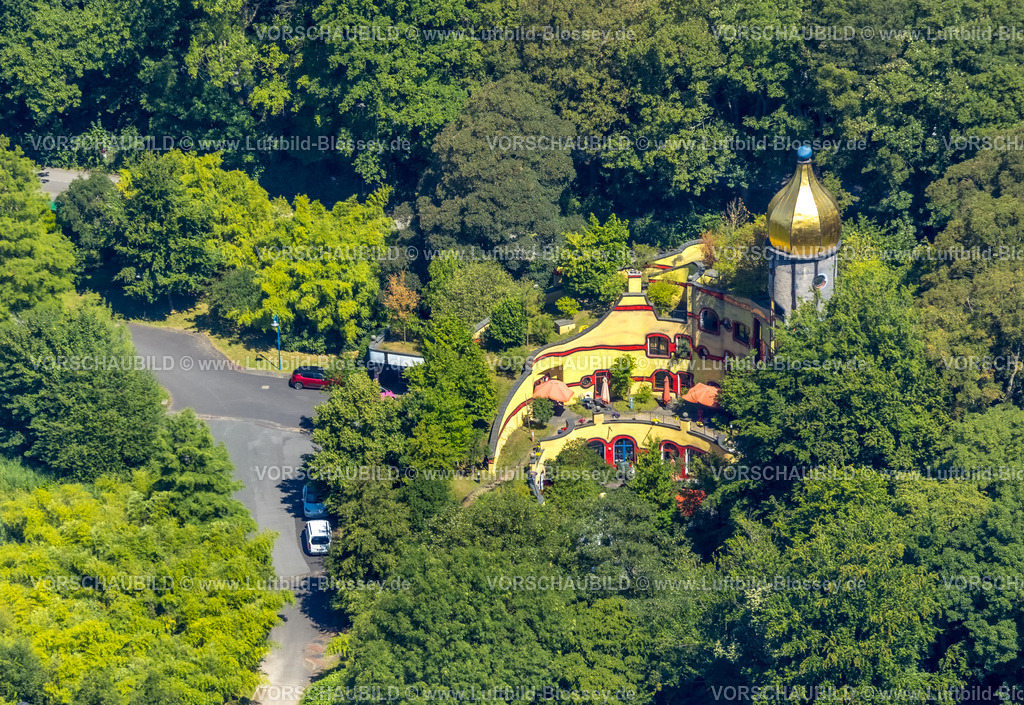 Essen230703261 | Luftbild, Ronald McDonald Haus Hundertwasserhaus im Grugapark, Rüttenscheid, Essen, Ruhrgebiet, Nordrhein-Westfalen, Deutschland
