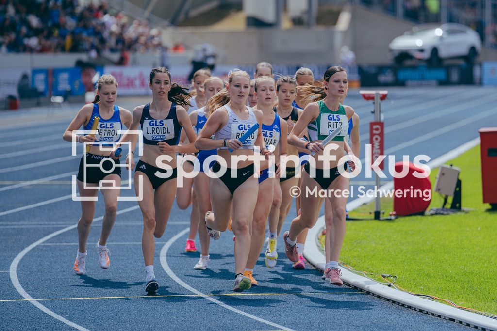 Deutsche Meisterschaften der Frauen und Männer 2026 | 3x800-Meter-Staffel, Deutsche Meisterschaften der Frauen und Männer 2026, Lohrheidestadion Bochum-Wattenscheid, 26.07.2026. Foto: Marcel Schwering / sportimfokus - Realisiert mit Pictrs.com
