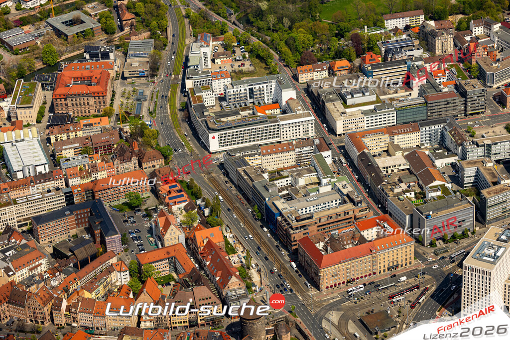 Das Luftbild zeigt Marienvorstadt Nürnberg - Die Luftaufnahme wurde 2023 vom UL-Flugzeug aus erstellt ( keine Drohne ) - Hochauflösende Luftaufnahme - Für grossformatige Ausdrucke geeignet. Die Geschenkidee !Mit Lizenz und Bildrechte bestellbar