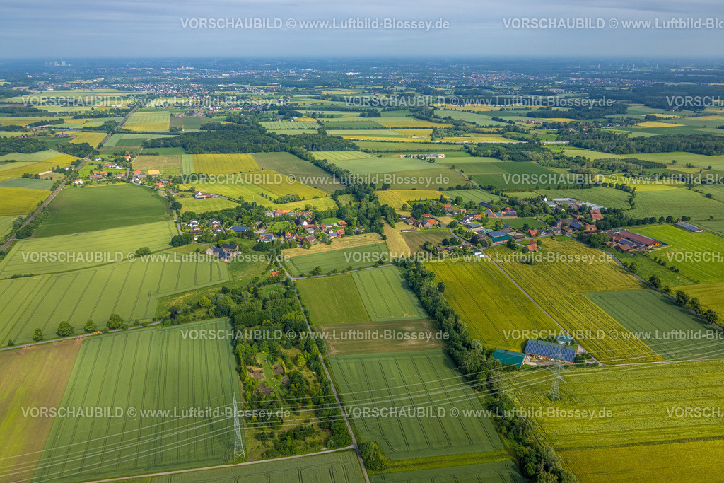 Hamm220602144 | Luftbild, Wiesen und Felder Ortsteil Süddinker, Rhynern, Hamm, Ruhrgebiet, Nordrhein-Westfalen, Deutschland