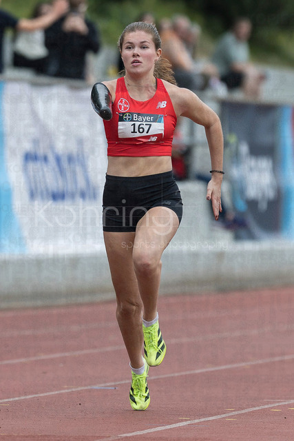 Para Heimspiel 7.0; Leverkusen, 18.07.2026 | LEVERKUSEN, GERMANY - JULY 18, 2026 : Jule Ross (GER/TSV Bayer o4 Leverkusen) competing in the 100m during the Para Heimspiel 7.0 at Fritz Jacobi Sports Complex on July 18, 2026 in Leverkusen, Germany.