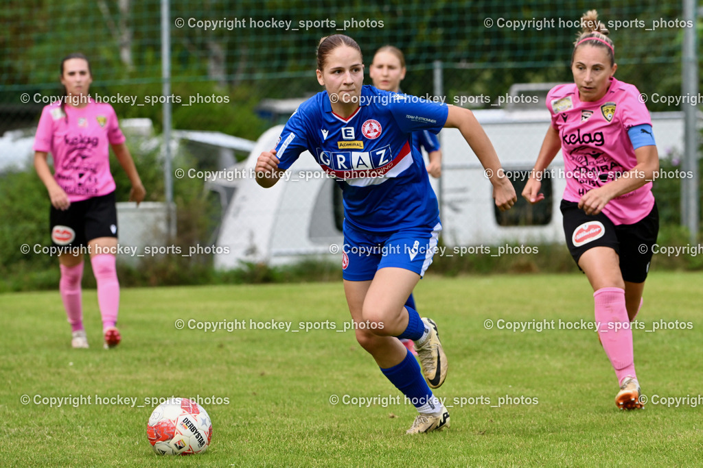 Carinthians Hornets vs. GAK 1902 Frauen | #8 Marie Haiden GAK, #14 Nicole Dominique Gatternig Carinthians Hornets, Carinthians Hornets vs. GAK 1902 Frauen, Carinthians Hornets vs. GAK 1902 Frauen am 01.09.2024 in Sachsenburg (Sportplatz Sachsenburg), Austria, (Photo by Bernd Stefan)