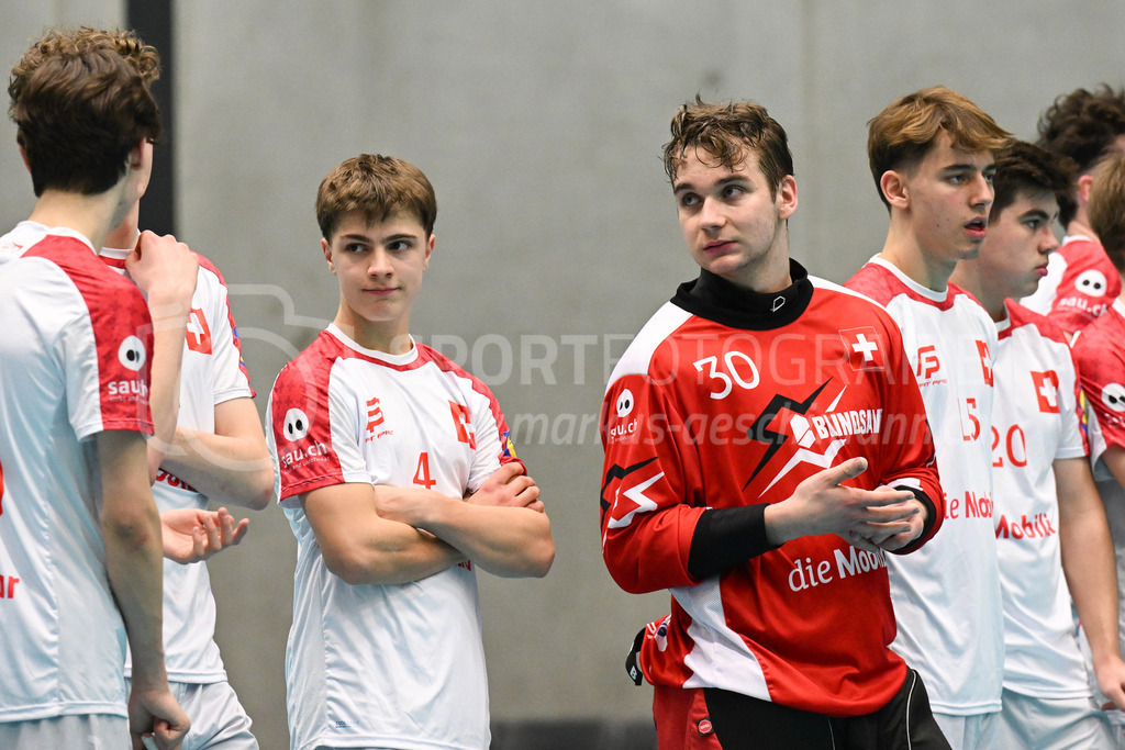 Switzerland U19 vs Finland U19 - 3. February 2024 | Switzerland U19 vs Finland U19
U19 Men International Matches in Switzerland
GoEasy Arena, Siggenthal Station
Switzerland goalie #30 Ilja Brunner.
Credit: Markus Aeschimann | <a href="https://www.markus-aeschimann.ch">Sportfotografie Markus Aeschimann</a> | <a href="https://www.instagram.com/sportfotografie.aeschimann">@sportfotografie.aeschimann</a> - Realisiert mit Pictrs.com