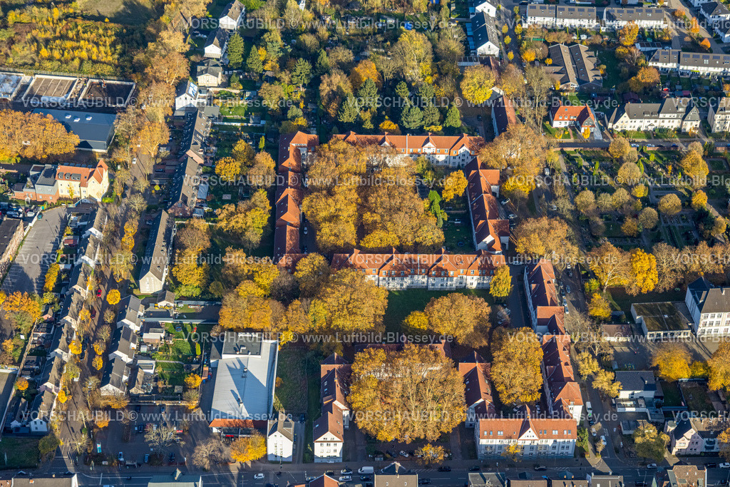 Gelsenkirchen251102982 | Luftbild, Wohnsiedlung im Quadrat Hohenfriedberger Straße, Arbeitersiedlung, Zechensiedlung, Ückendorf, Gelsenkirchen, Ruhrgebiet, Nordrhein-Westfalen, Deutschland