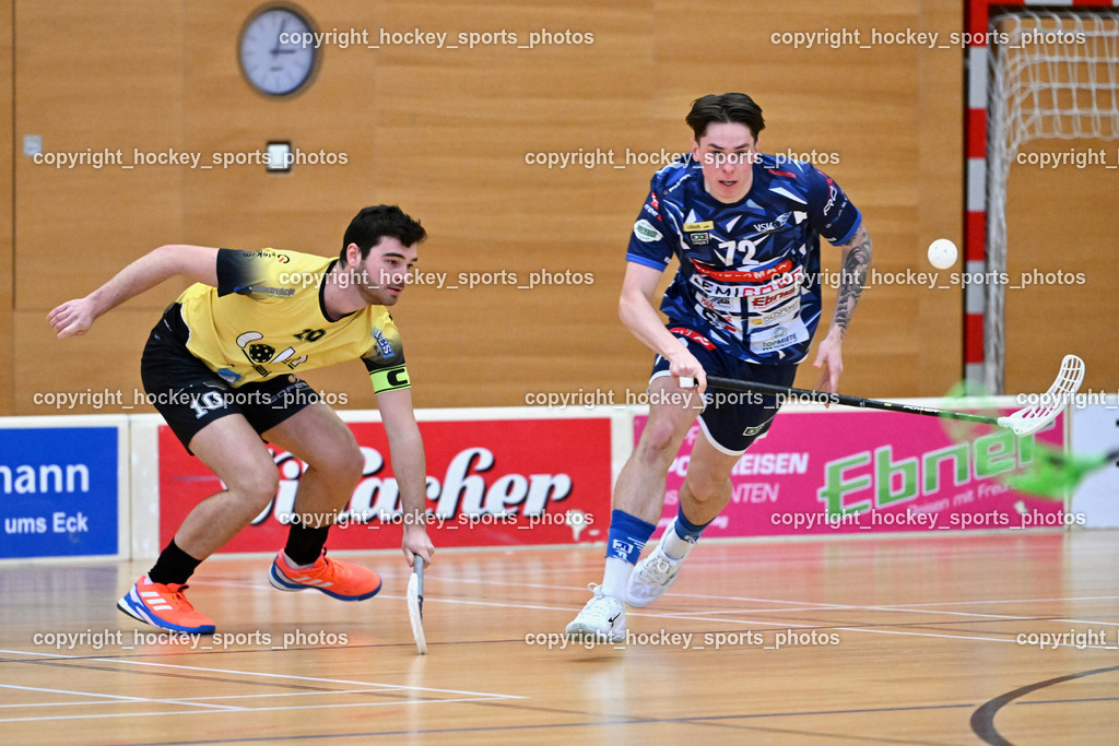 VSV Unihockey  vs. FBK Loka  | #10 Luka Peklaj FBK Loka, #72 Niklas Fechtig VSV Unihockey, VSV Unihockey  vs. FBK Loka , VSV Unihockey  vs. FBK Loka  am 25.01.2026 in Villach (Ballspielhalle St. Martin), Austria, (Photo by Bernd Stefan)