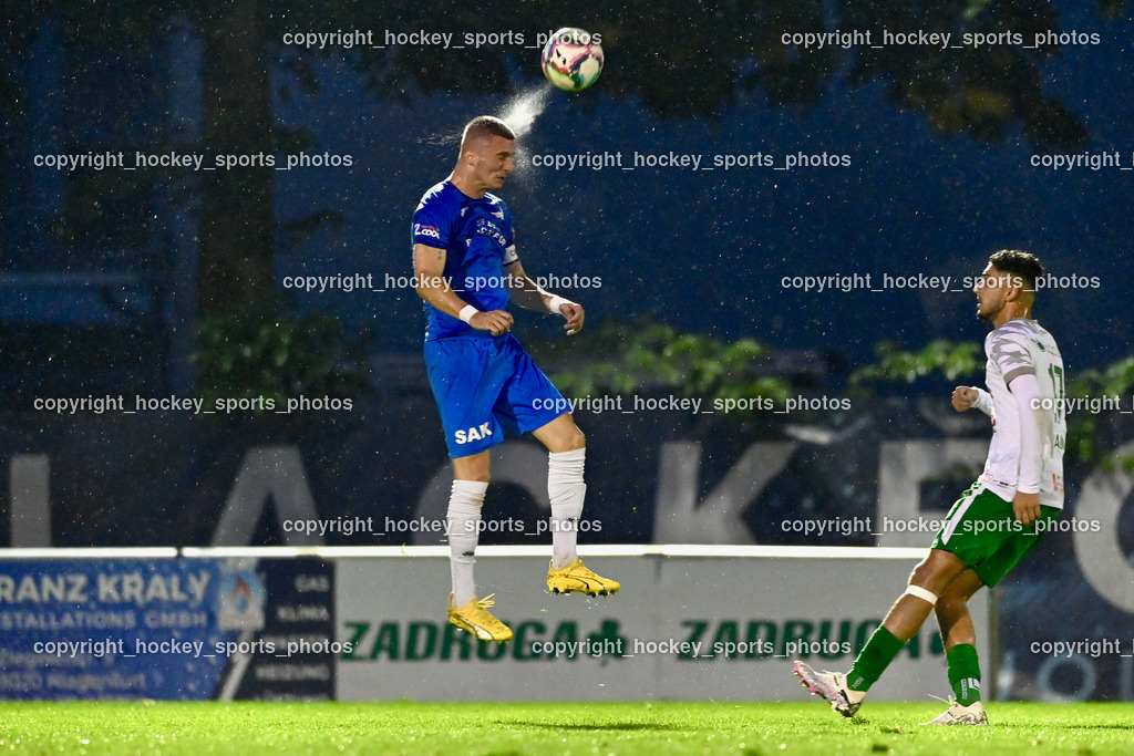 SAK vs. SV Donau  | #24 Zoran Vukovic SAK, #17 Androw Ibrahim SV Donau, SAK vs. SV Donau , SAK vs. SV Donau  am 27.09.2024 in Klagenfurt (Sportpark Welzenegg), Austria, (Photo by Bernd Stefan)