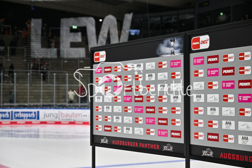 Augsburger Panther - Adler Mannheim | AUGSBURG, GERMANY - 28. DECEMBER: im Bild die PENNY DEL Interview Wand der Augsburger Panther - LEW -  vor dem Match zwischen den Augsburger Panthern und den Adler Mannehim am 33. Spieltag der Penny DEL im Curt Frenzel Stadion