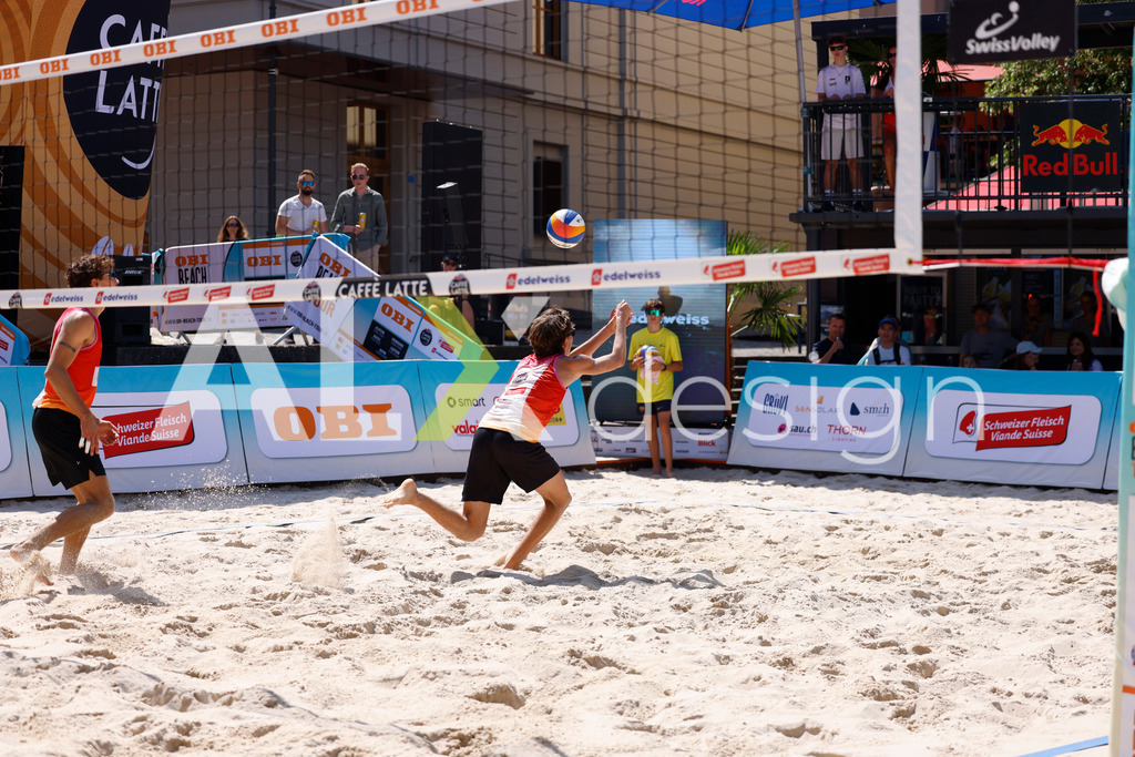 Obi BeachTour 2026 - Basel | BASEL, SWITZERLAND - JULY 18: DANIEL ALLEMANN (SUI) during the Obi BeachTour 2026 match between ALLEMANN / LEFFLER (SUI) and MASSEREY / SCHNEGG (SUI) at Barfüsserplatz on July 18, 2026 in Basel, Switzerland. - Realisiert mit Pictrs.com
