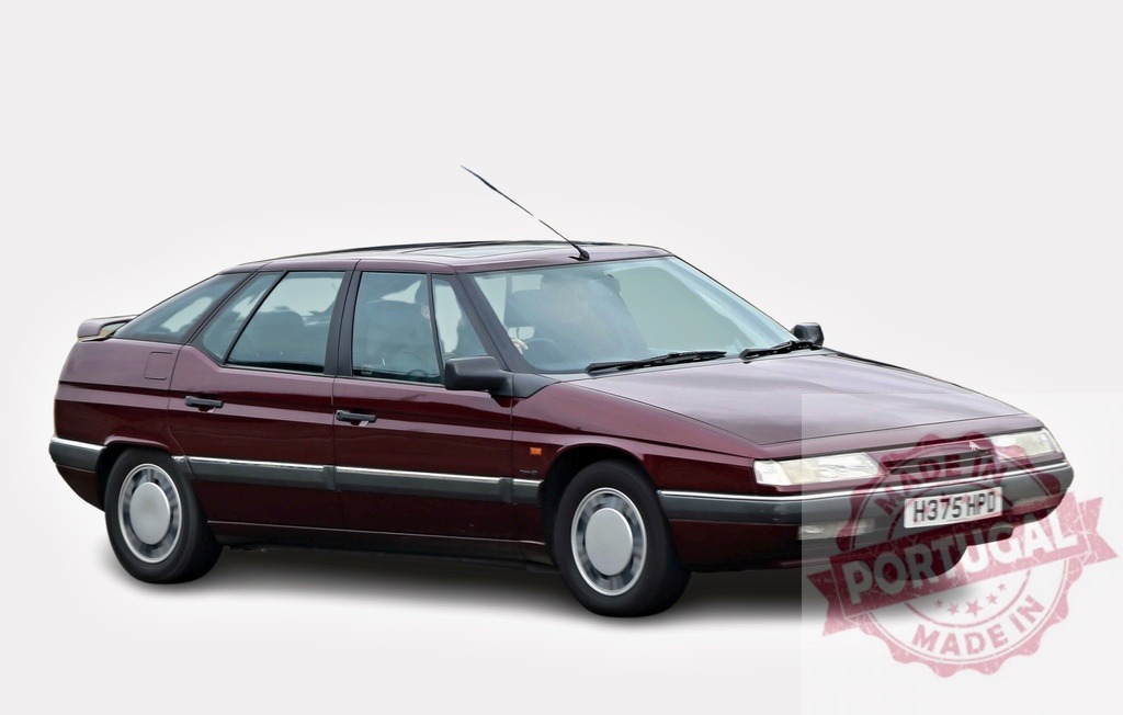 Citroën XM parking with driver inside on white background | Maroon Citroën XM parking with driver inside on white background - Realized with Pictrs.com