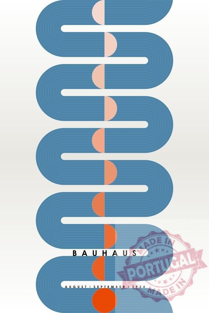 Bauhaus poster design with geometric abstract shapes | Bauhaus poster displaying abstract geometric shapes and minimalist design elements - Realized with Pictrs.com