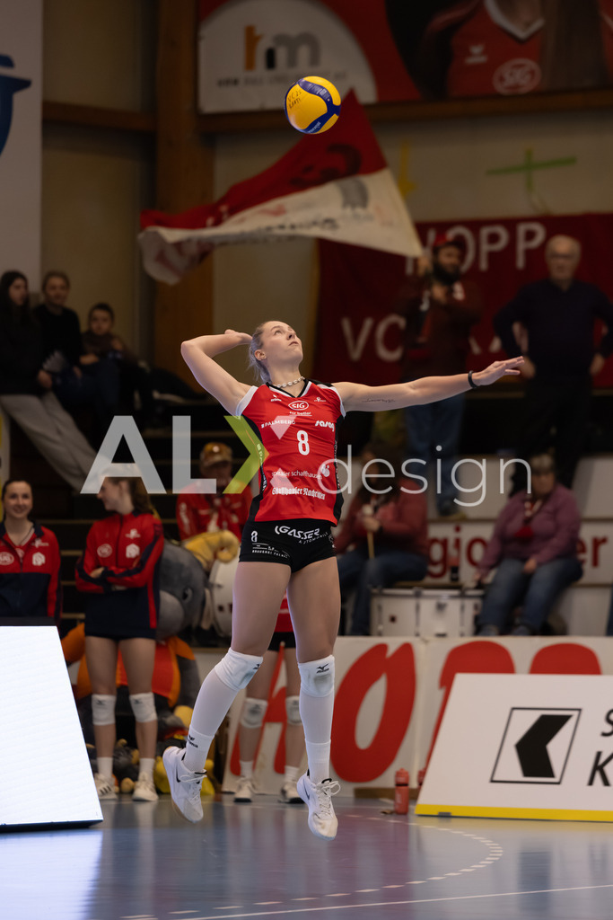 Volleyball I Frauen I Saison 2025-2026 I Volleyball NLA | Women I Round 16 I VC Kanti Schaffhausen - Viteos NUC I 31.01.2026 | 8 Lina-Marie Lieb (DE) (VC Kanti Schaffhausen) – Aussen - Realisiert mit Pictrs.com