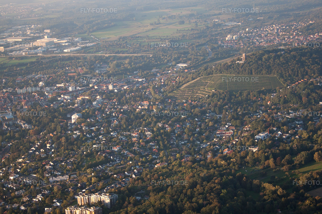 Luftbild: Durlach, Turmberg im Ortsteil Durlach in Karlsruhe im Bundesland Baden-Württemberg in Deutschland. Foto: IMG_59917.jpg vom 24.09.2013 durch Werner Riehm/FLY-FOTO.de