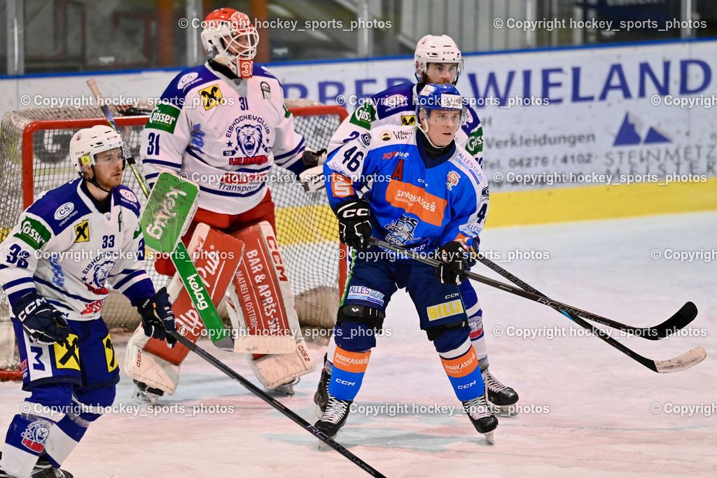ESC SPARKASSE STEINDORF vs. UECR Huben  | #33 Sotlar Jure UECR EISBÄREN HUBEN, #31 Sicher Michael UECR EISBÄREN HUBEN, #46 Maurer Julian ESC Steindorf, ESC SPARKASSE STEINDORF vs. UECR Huben , ESC SPARKASSE STEINDORF vs. UECR Huben  am 06.02.2026 in Steindorf (Ossiachersee Halle), Austria, (Photo by Bernd Stefan)