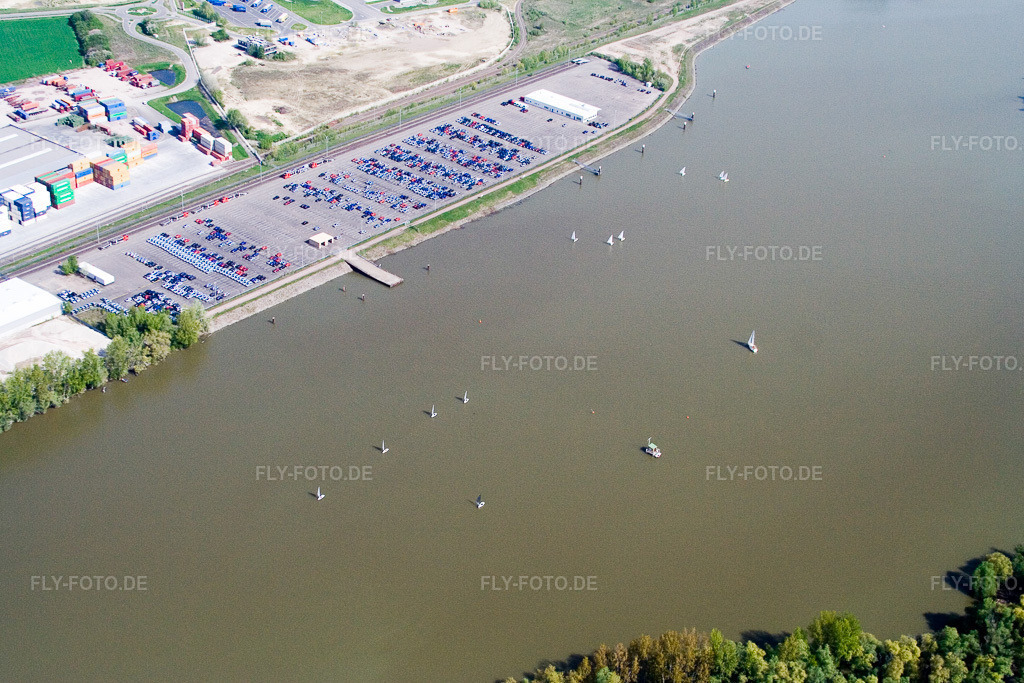 Luftbild: Rheinhafen im Ortsteil Maximiliansau in Wörth im Bundesland Rheinland-Pfalz in Deutschland. Foto: IMG_10514.jpg vom 27.04.2008 durch Werner Riehm/FLY-FOTO.de