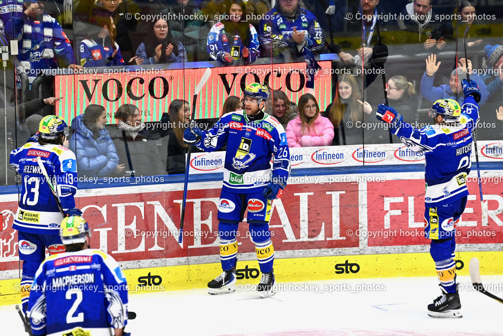 EC IDM Wärmepumpen VSV vs. Vienna Capitals | #26 Guus van Nes EC VSV, #13 Adam Helewka EC VSV, #91 Nick Hutchison EC VSV, EC IDM Wärmepumpen VSV vs. Vienna Capitals, EC IDM Wärmepumpen VSV vs. Vienna Capitals am 28.01.2026 in Villach (Stadthalle Villach), Austria, (Photo by Bernd Stefan)