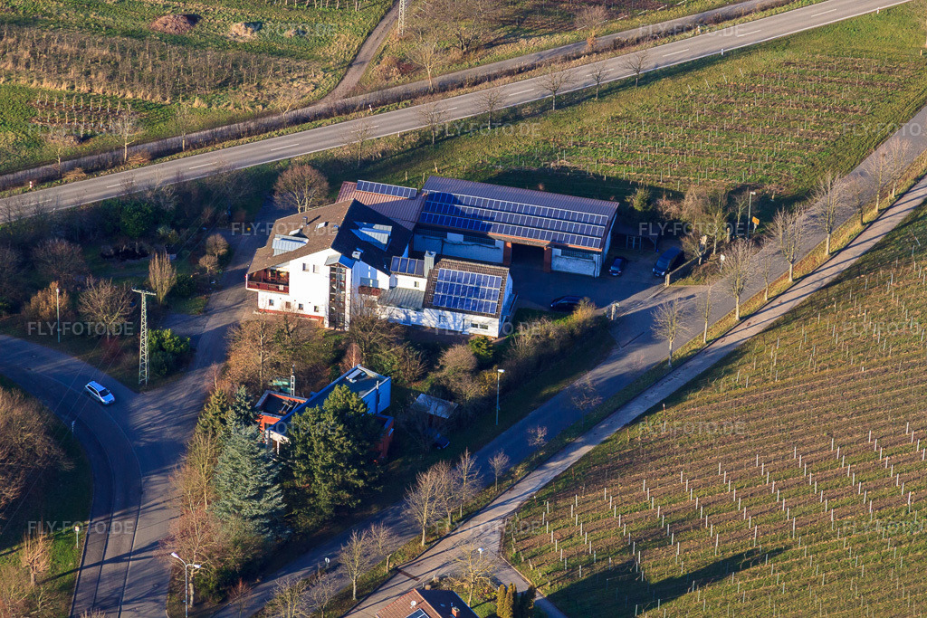 Luftbild: Weingut Geiler in Ilbesheim bei Landau im Bundesland Rheinland-Pfalz in Deutschland.Foto: IMG_62424.jpg vom 24.02.2014 durch Werner Riehm/FLY-FOTO.deAuflösung des Originals: 4752 x 3168 pxWeingut Geiler :: 76831 Ilbesheim