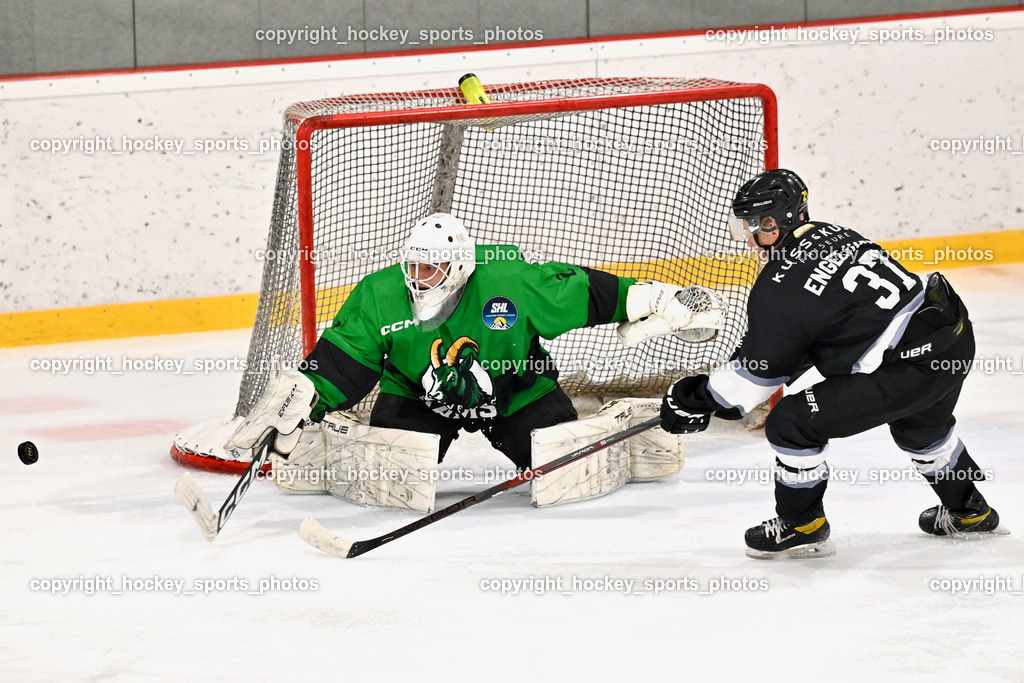 Sunshine Hockey League Spieltag 4. | #2 Ziga Kogovsek Slovenian Rams, #37 Jakob Engelhart Kuss&amp;Kuss Kings, Sunshine Hockey League Spieltag 4., Sunshine Hockey League Spieltag 4. am 27.06.2025 in Ferlach (Eishalle Ferlach ), Austria, (Photo by Bernd Stefan)