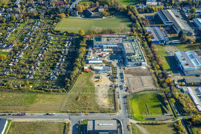 Bochum221100187 | Luftbild, Baustelle und Neubau im Gewerbegebiet An der Salzstraße, Neue Zentralküche des Katholischen Klinikums Bochum und der St. Elisabeth Gruppe, Gerthe, Bochum, Ruhrgebiet, Nordrhein-Westfalen, Deutschland