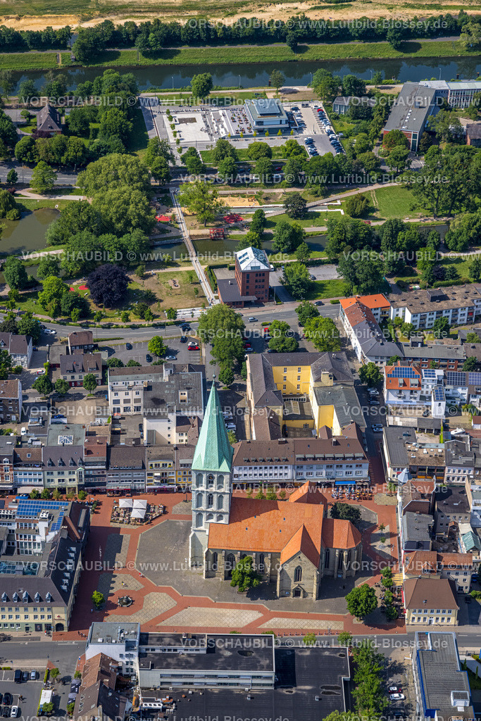Hamm220504677 | Luftbild, Wassersportzentrum an der Adenauerallee sowie Sichtachse mit Nordringpark und evang. Pauluskirche, Mitte, Hamm, Ruhrgebiet, Nordrhein-Westfalen, Deutschland