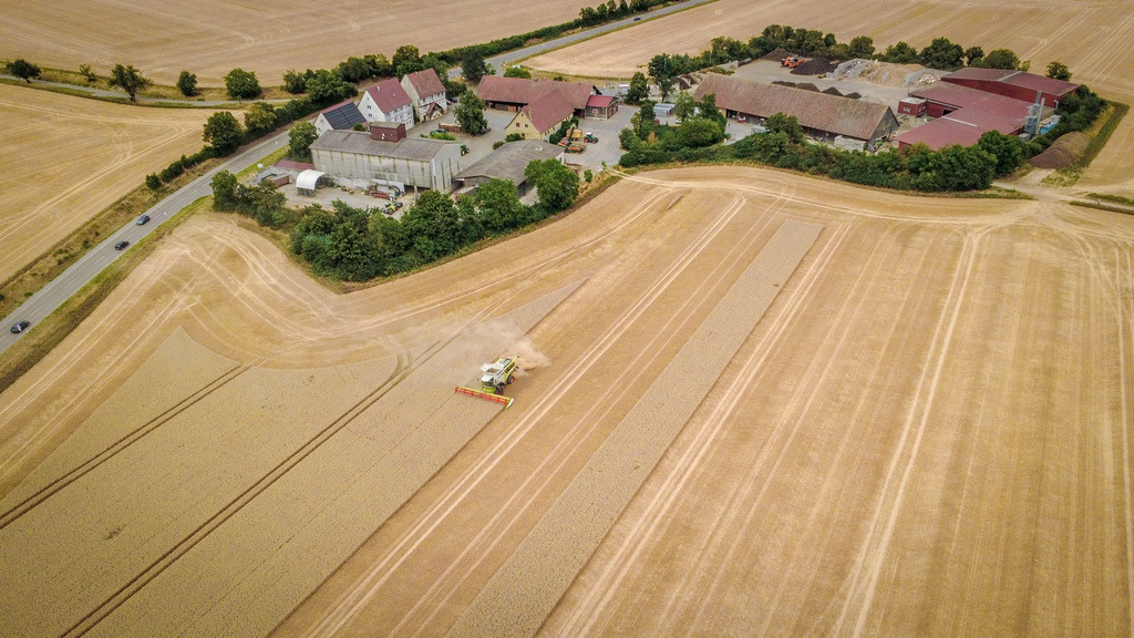 2026-07-13sig212bap | Ditzingen Schöckingen - Da die Hitzewelle und die Dürre weiterhin anhalten, stehen die Landwirte bei der Ernte vor immer größeren Herausforderungen, unter anderem aufgrund der riesigen Staubmengen, die dabei aufgewirbelt werden - Realisiert mit Pictrs.com