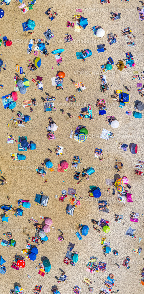 Haltern220800263-2 | Luftbild Badende im Silbersee Haltern bei Sythen, Ansturm auf das türkisfarbene Wasser bei über 30 Grad,  Lehmbraken, Haltern am See, Ruhrgebiet, Nordrhein-Westfalen, Deutschland