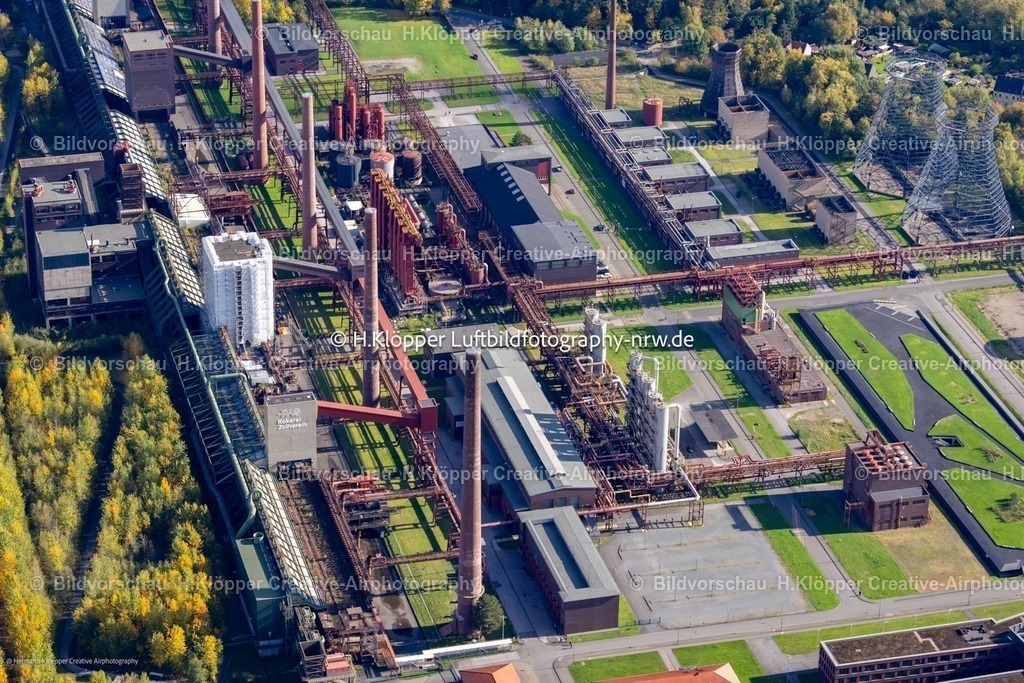 Luftbild Essen-6861 | Luftbild Industrie- Denkmal der technischen Anlagen und Produktionshallen des Geländes der Stiftung des " UNESCO-Welterbe Zollverein " in Essen - Realisiert mit Pictrs.com