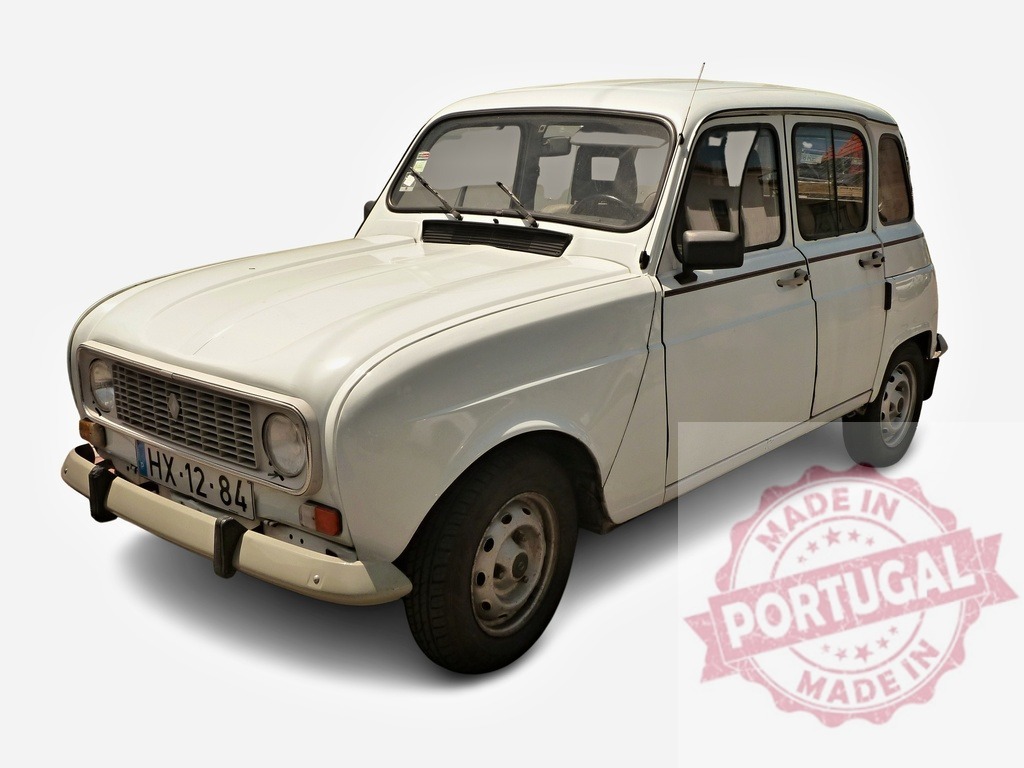 White Renault 4L posing on a white background | Classic white Renault 4L isolated on white background - Realized with Pictrs.com