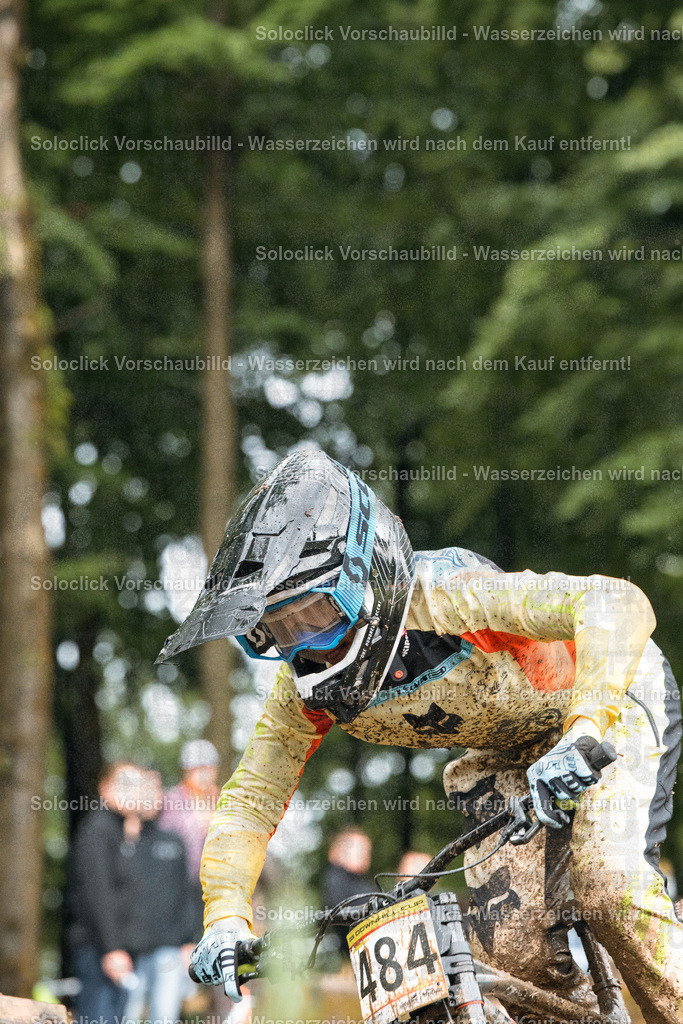 Mountainbiker im Abfahrtssprint | Hier ist eine detaillierte Analyse des Bildes, kategorisiert nach verschiedenen Aspekten: - Realisiert mit Pictrs.com
