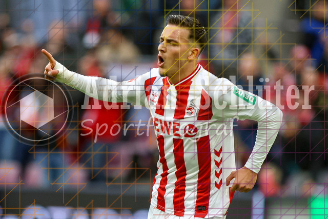 1. FC Köln vs FC Augsburg - 1. Bundesliga  | Köln, Deutschland, 18.10.25:   Said El Mala (1. FC Köln) Torjubel, jubelt nach seinem Treffer zum 1:1 waehrend des Spiels der 1. Bundesliga zwischen  1. FC Köln vs FC Augsburg im RheinEnergieStadion(Foto von Brauer-Fotoagentur / Adrian Schlueter)