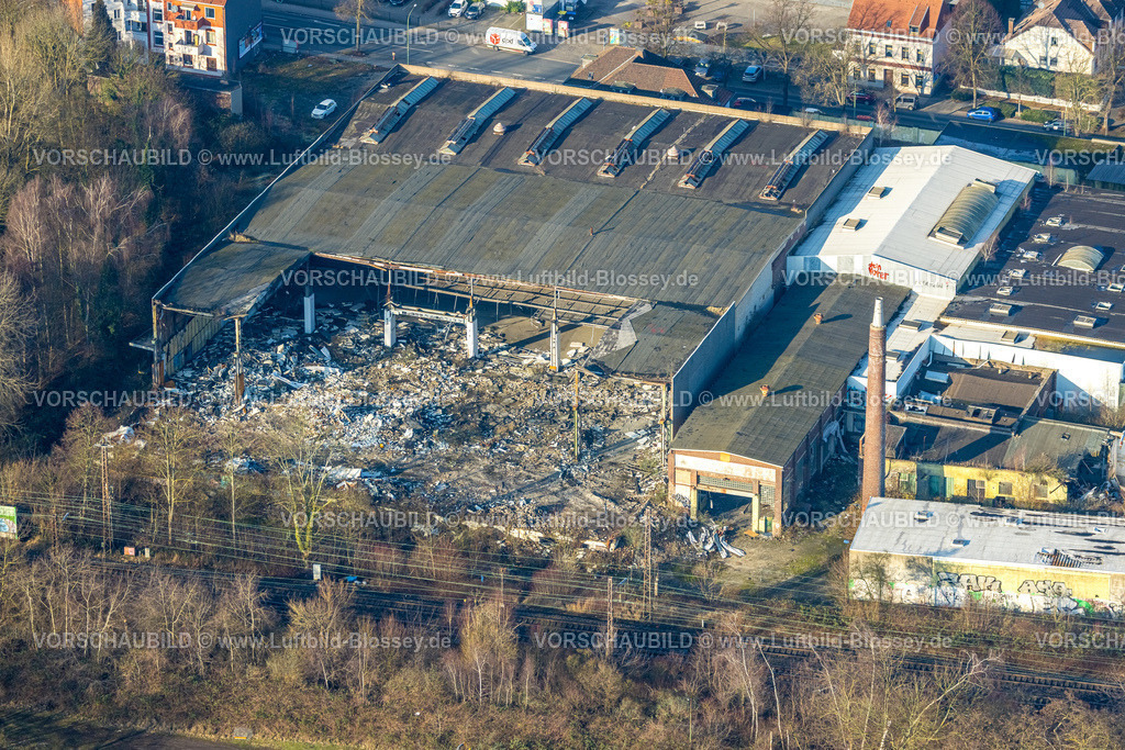 Essen260101033 | Luftbild, Abrissarbeiten ehemaliger Milchhof Kutel am Palmbuschweg, Essen, Ruhrgebiet, Nordrhein-Westfalen, Deutschland