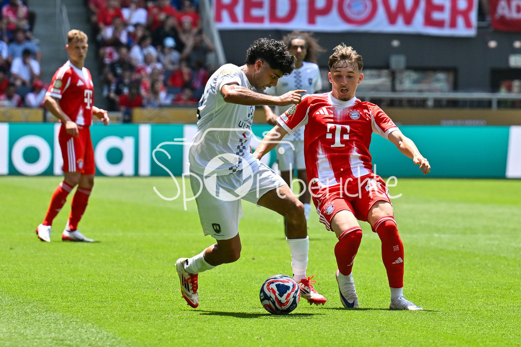 FC Bayern München - TQL Stadium | im Duell Nathna LOBO (Auckland City FC 13) und Lennart KARL (FC Bayern Muenchen 46) / Zweikampf / FIFA Club World Cup: FC Bayern Muenchen - Auchkland City FC, TQL Stadium am 15.06.2025 / BLD / ZDF / NOT FOR SALE IN USA