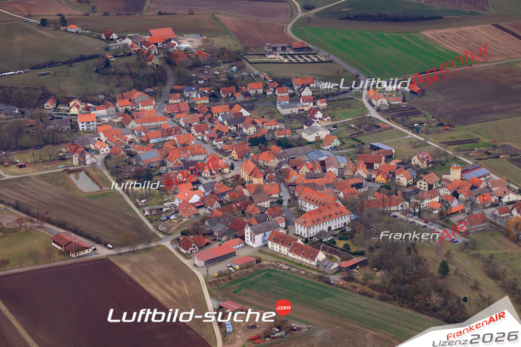 Die Luftbildaufnahme Birnfeld - Stadtlauringen wurde 2018 mittels Flugzeug (keine Drohne) erstellt. Perfekte Schärfe und Druck- Auflösung- Garantiert!