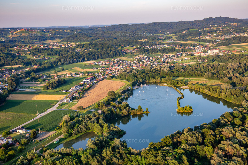 Aerial view: Waterpark Dooplek in the district Zgornji Duplek in Duplek in the state Slovenia, Slovenia.Photo: IMG_137400.jpg taken on 07/08/2023 by Werner Riehm/FLY-FOTO.comResolution of the original: 5472 x 3648 px