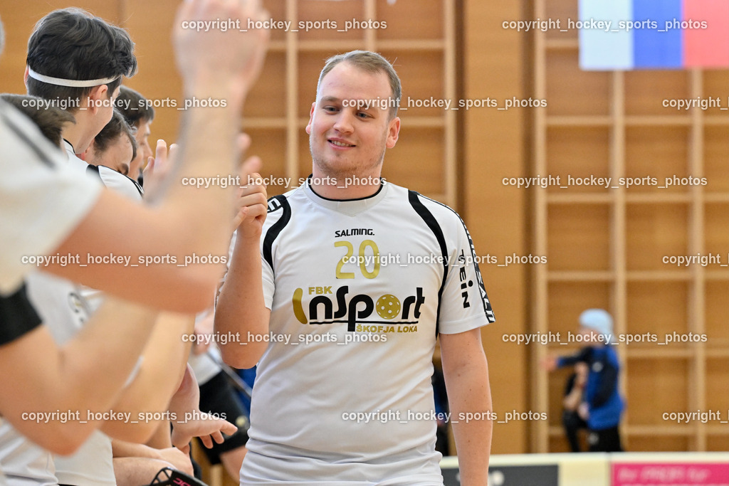FBK Loka vs. VSV Unihockey | #20 Luka Podobnik FBK Loka, FBK Loka vs. VSV Unihockey, FBK Loka vs. VSV Unihockey am 23.03.2025 in Villach (Ballspielhalle St. Martin), Austria, (Photo by Bernd Stefan)