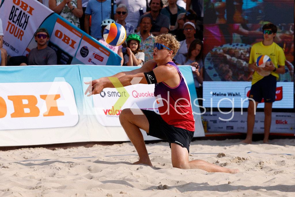 Obi BeachTour 2026 - Basel | BASEL, SWITZERLAND - JULY 19: MATHIS KÄLIN (SUI)  during the Obi BeachTour 2026 match between DILLIER / FLÜCKIGER (SUI) and BREER / KÄLIN (SUI) at Barfüsserplatz on July 19, 2026 in Basel, Switzerland. - Realisiert mit Pictrs.com