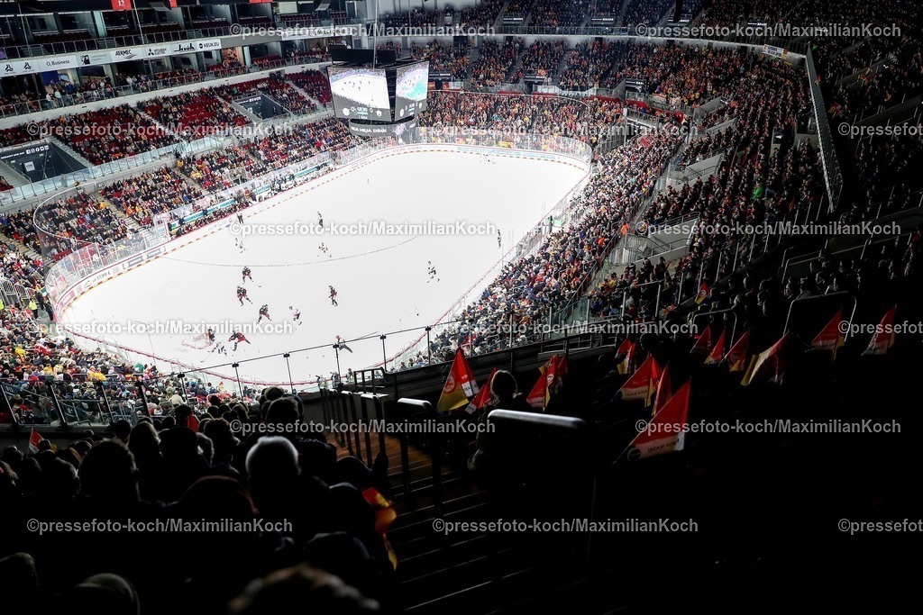 DEG12012501059 | 12.01.2025, Eishockey, Penny DEL, Düsseldorfer EG - Eisbären Berlin, PSD-BANK Dome: Feature Fans der DEG in der vollen Eishalle. Übersicht Übersichtsfoto Übersichtsbild der Spielstätte Innenansicht Zuschauer Fans Eishockeyspielfeld 