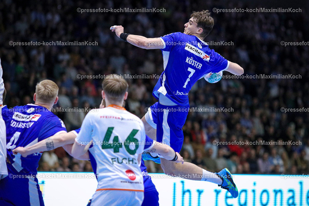 Gum1HBL27042401053 | 27.04.2024, Gummersbach, Handball, Liqui Moly Bundesliga, 30.Spieltag, Schwalbe-Arena, VfL Gummersbach - HSG Wetzlar: Julian Köster (VfL Gummersbach)