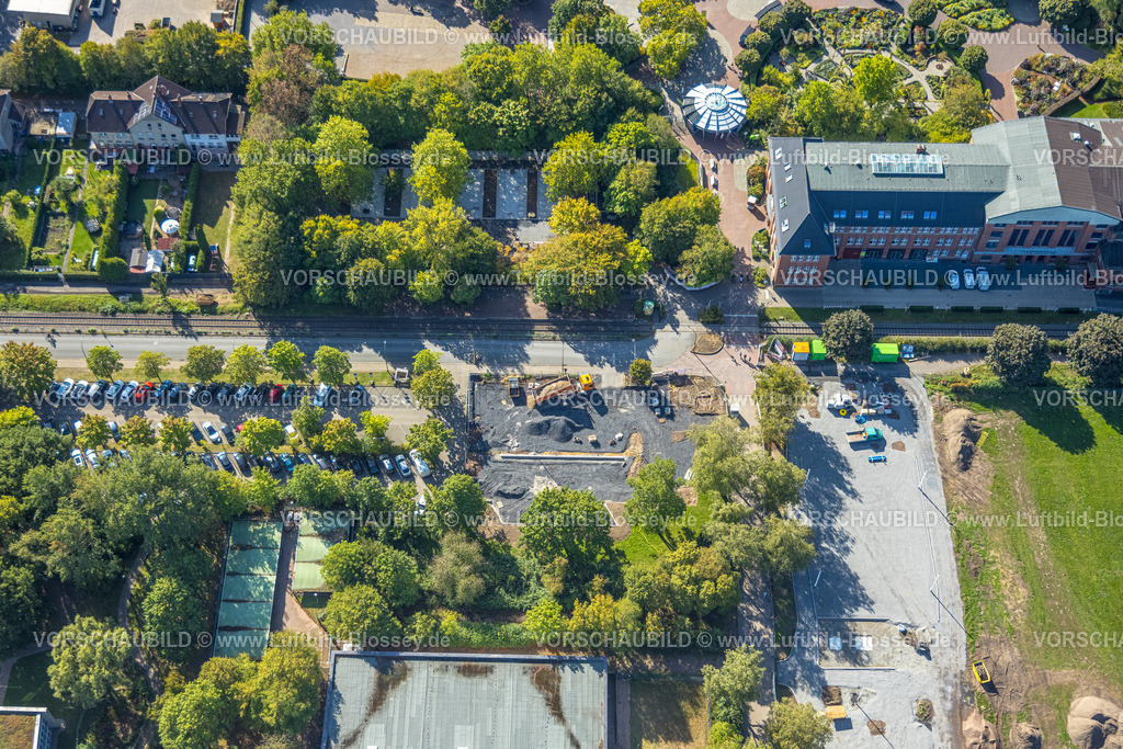 Hamm250901242 | Luftbild, Baustelle am Freiherr-vom-Stein-Gymnasium, Eingangsbereich Maximilianpark, Uentrop, Hamm, Ruhrgebiet, Nordrhein-Westfalen, Deutschland