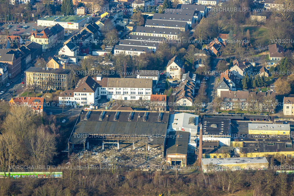 Essen260101027 | Luftbild, Abrissarbeiten ehemaliger Milchhof Kutel am Palmbuschweg, Essen, Ruhrgebiet, Nordrhein-Westfalen, Deutschland