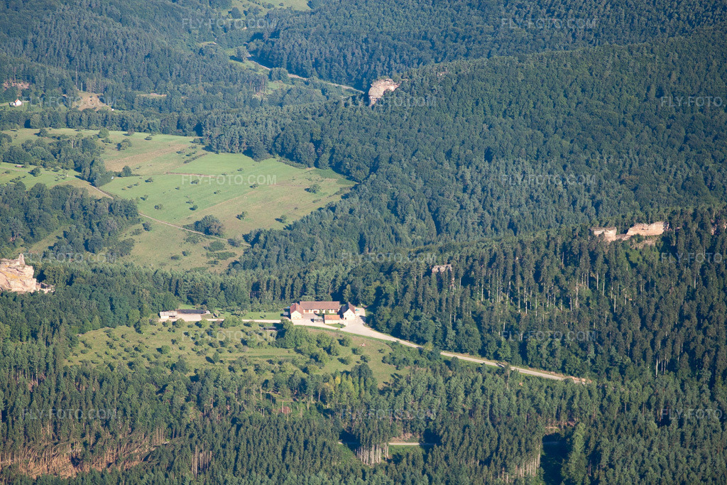 Aerial view: Lembach, Maison Forestière du Fleckenstein in Wingen in the state Bas-Rhin, France.Photo: IMG_31076.jpg taken on 08/07/2010 by Werner Riehm/FLY-FOTO.comResolution of the original: 4752 x 3168 px