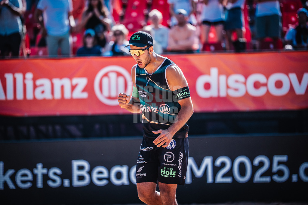 Beachvolleyball | Männer | Allianz German Beach Tour 2025 | Tourstop München | 12.07.2025 | Kim Huber jubelt