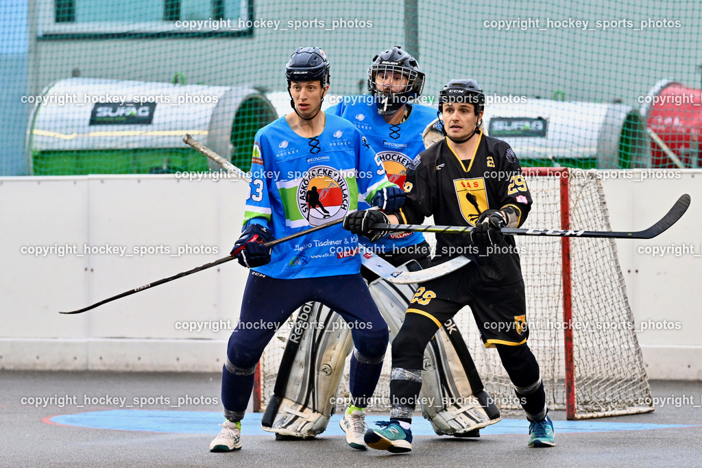 VAS Ballhockey Villach vs. ASKÖ Villach Ballhockey | #53 Nindler Elias, #32 Baumann Rene, #29 Wohlfahrt Philipp, VAS Ballhockey Villach vs. ASKÖ Villach Ballhockey, VAS Ballhockey Villach vs. ASKÖ Villach Ballhockey am 28.05.2025 in Villach (Alpen Arena ), Austria, (Photo by Bernd Stefan)