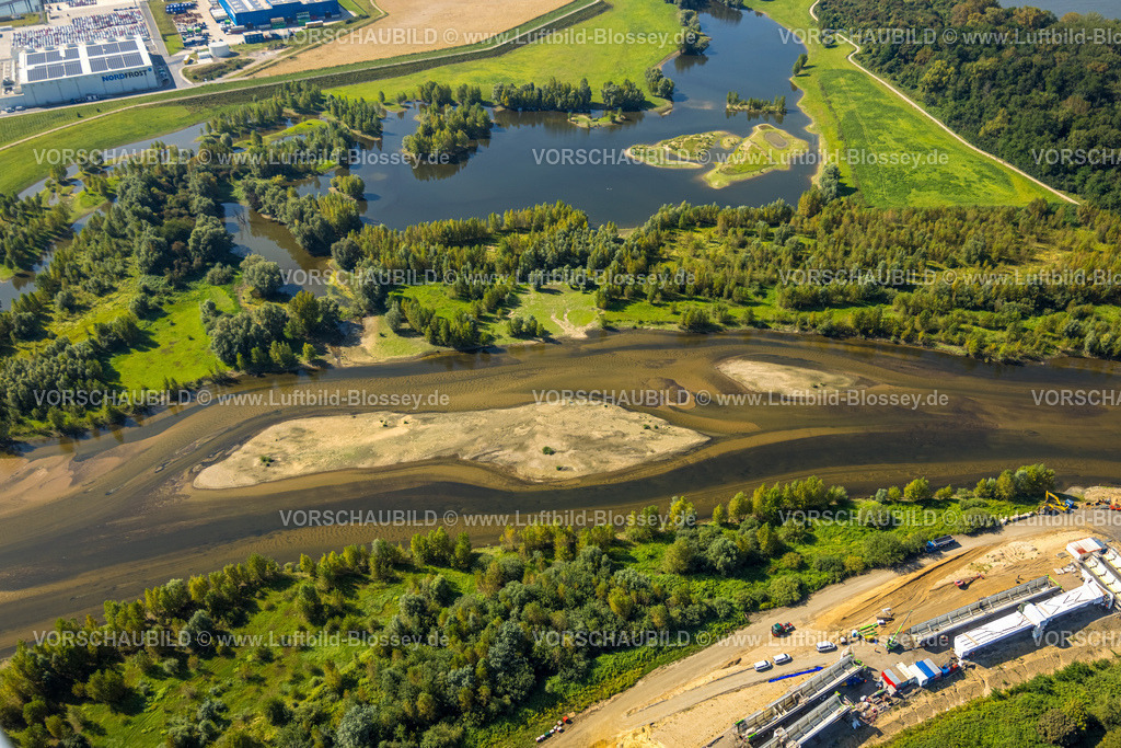 Wesel240805795Lippemuendung300dpi | Luftbild, Lipperenaturierung, Lippemündung in den Rhein, B58n Südumgehung, Lippeverlauf, Fluss Lippe, Lippeverband, , Wesel, Ruhrgebiet, Nordrhein-Westfalen, Deutschland