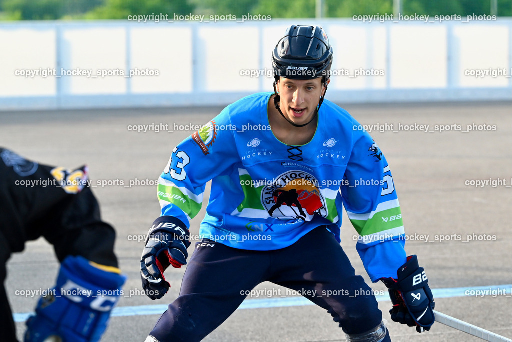 ASKÖ Hockey Villach vs. VAS Villach | #53 NINDLER Elias, ASKÖ Hockey Villach vs. VAS Villach, ASKÖ Hockey Villach vs. VAS Villach am 14.06.2025 in Villach (Alpen Arena ), Austria, (Photo by Bernd Stefan)