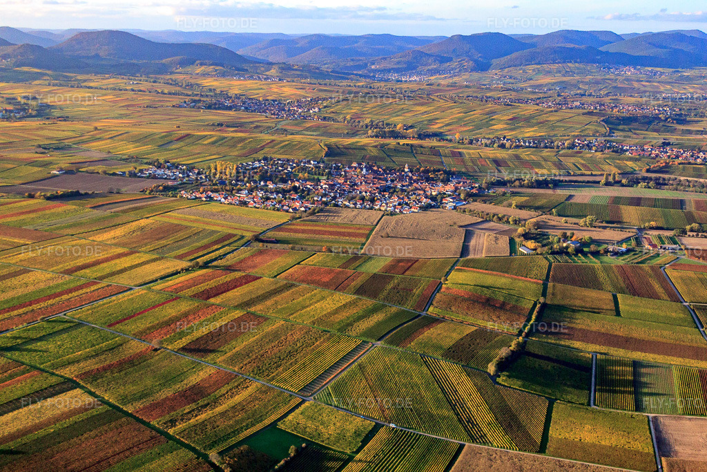 Luftbild: Ortsansicht von Süden im Ortsteil Mörzheim in Landau im Bundesland Rheinland-Pfalz in Deutschland. Foto: IMG_60586.jpg vom 24.10.2013 durch Werner Riehm/FLY-FOTO.deAuflösung des Originals: 4752 x 3168 px