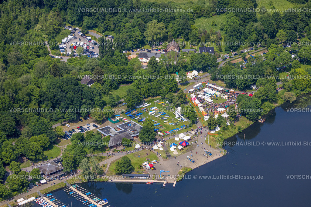 Bochum220503497 | Luftbild, Mittelalterspektakel, Wikingerfest am Kemnader See im Hafen Heveney, Querenburg, Bochum, Ruhrgebiet, Nordrhein-Westfalen, Deutschland