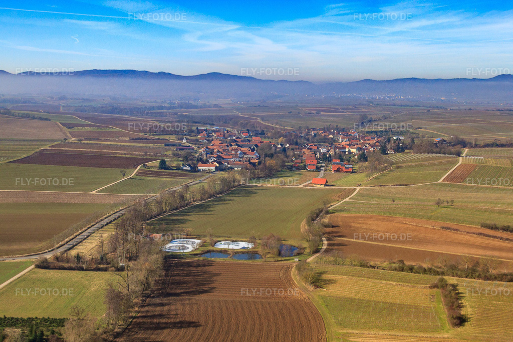 Luftbild: Dorfansicht von Osten in Dierbach im Bundesland Rheinland-Pfalz in Deutschland. Foto: IMG_37347.jpg vom 07.02.2011 durch Werner Riehm/FLY-FOTO.de