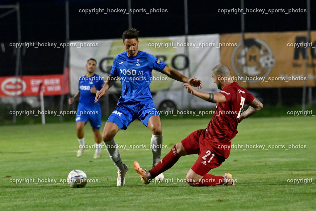 SV St.Jakob vs. SAK | #21 Mario Brenner SAK, #21 Admir Dzombic St.Jakob, SV St.Jakob vs. SAK, SV St.Jakob vs. SAK am 23.08.2024 in St. Jakob im Rosenthal (Sportplatz St. Jakob), Austria, (Photo by Bernd Stefan)